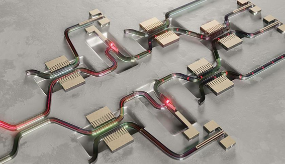 芯片級(jí)光開(kāi)關(guān)技術(shù)示意圖